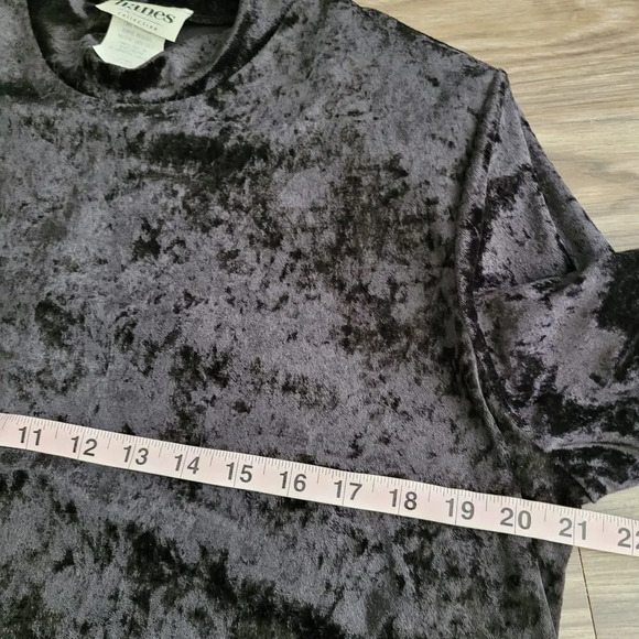 Vintage Hanes Signature Collection Women's Shift Velvet Dress L Black Polyester - Picture 6 of 8